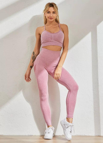 Комбинированные демисезонные леггинсы женские спортивные 6190 m розовые Fashion