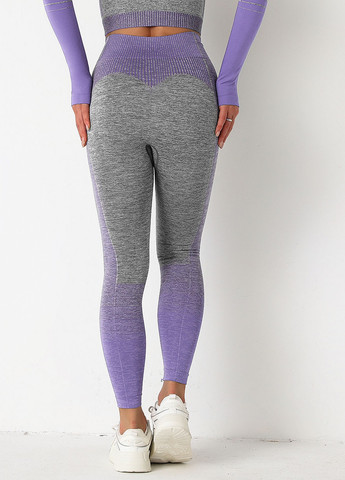 Легінси жіночі спортивні 9660 M сірі з фіолетовим Fashion (259015362)
