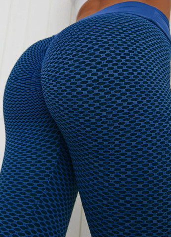 Комбинированные демисезонные леггинсы женские спортивные m 6097 синие Fashion