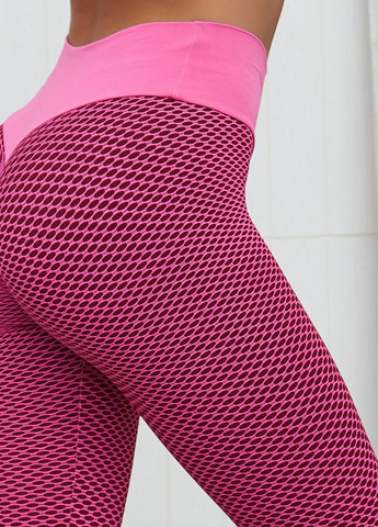 Комбинированные демисезонные леггинсы женские спортивные m 6093 розовые Fashion