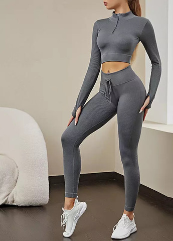 Комплект для фитнеса рашгард и леггинсы 8351 M серый Fashion (259015227)