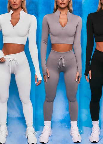 Комплект для фитнеса рашгард и леггинсы 8351 M серый Fashion (259015227)