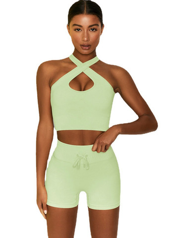 Комплект для фитнеса топ и велосипедки Рубчик 9633 S салатовый Fashion (259015339)