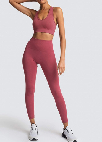 Комплект для фитнеса топ и леггинсы 10052 M пыльно-розовый Fashion (259015370)