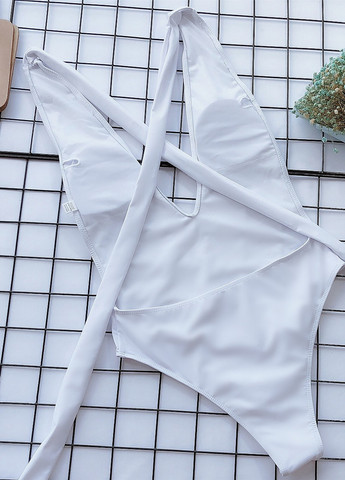 Комбинированный летний купальник женский цельный 7926 s белый Fashion