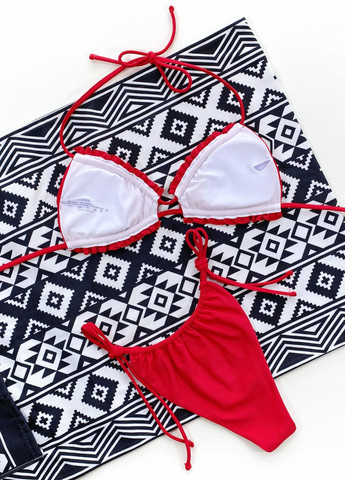Комбінований літній жіночий купальник роздільний 7601 s червоний Fashion