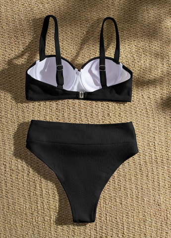 Комбинированный летний купальник женский раздельный 7716 l черный Fashion