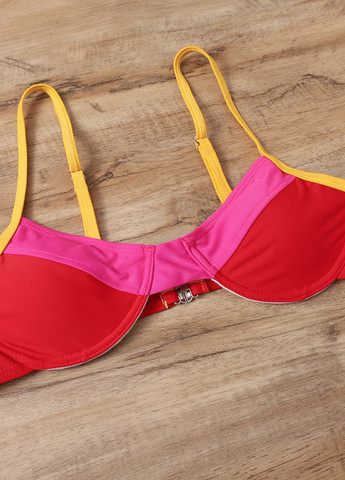 Комбінований літній жіночий купальник роздільний 5141-crimson-l малиновий. Fashion
