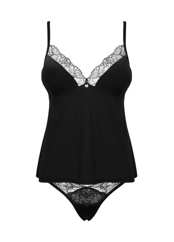 Черный демисезонный комплект белья (топ, трусики) Obsessive