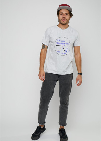 Серая футболка мужская серая "who cares. i`m already late" YAPPI