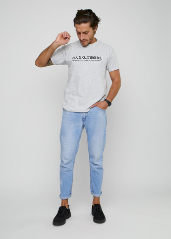 Сіра футболка чоловіча сіра "без звичайних людей не буває великих" YAPPI