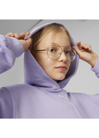 Детская толстовка Classics Hoodie Youth Puma однотонный пурпурный спортивный хлопок, полиэстер, эластан