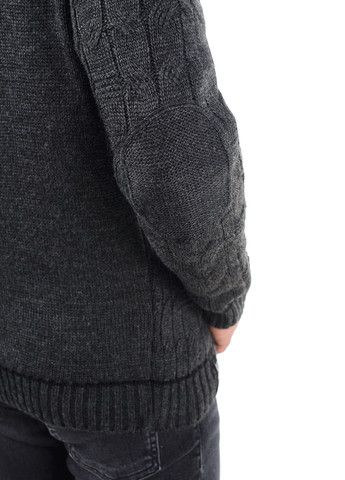 Темно-сірий чоловічий светр з узором і коміром на на блискавці SVTR