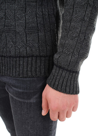 Темно-серый мужской свитер с узором и воротником на змейке SVTR