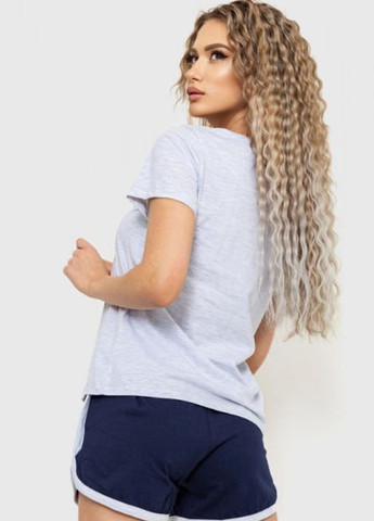 Сіро-синя всесезон піжама трикотажна з малюнком футболка + шорти Milana
