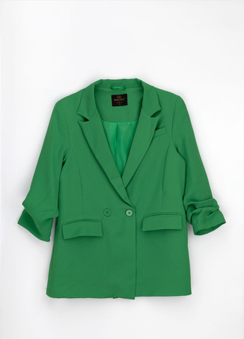 Зеленый женский пиджак Miss Esta однотонный - демисезонный