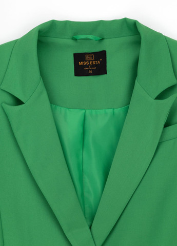Зеленый женский пиджак Miss Esta однотонный - демисезонный