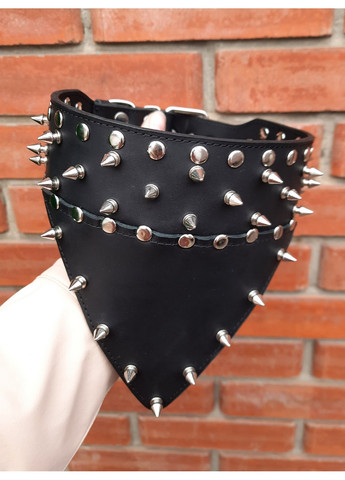 Кожаный ошейник-бандана с шипами L(45-55 см) Lockdog (259093063)