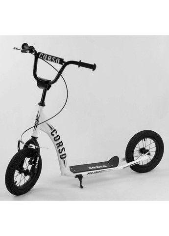 Самокат детский надувные колеса 12", ручной передний тормоз 40х15х83-95 см Corso (259092201)