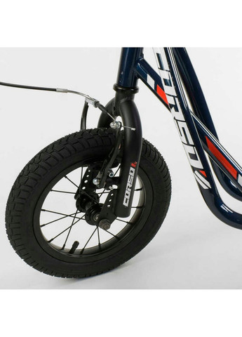 Самокат детский надувные колеса 12", ручной передний тормоз 40х15х83-95 см Corso (259091104)