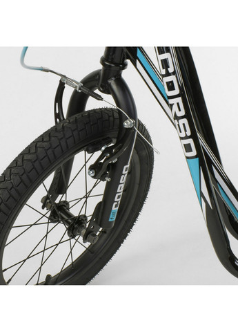 Самокат детский надувные колеса переднее 16", заднее 12", ручной передний тормоз 104х15,5х52 см Corso (259092178)