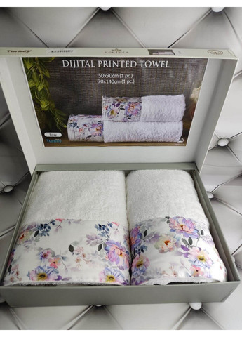 Подарочный набор полотенец для ванной Rozy 50х90 см + 70х140 см No Brand белый