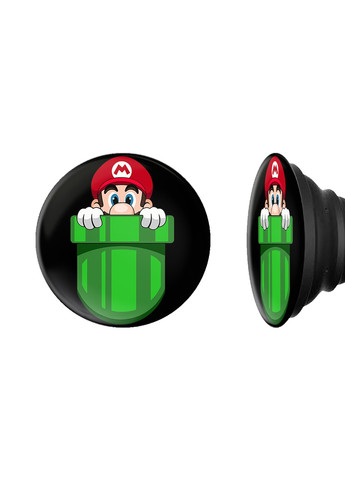 Попсокет (Popsockets) держатель для смартфона Марио в кармане (8754-4022-BK) Черный MobiPrint (259113697)