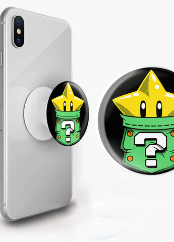 Попсокет (Popsockets) держатель для смартфона Звезда, Марио (8754-4020-WT) Белый MobiPrint (259113580)