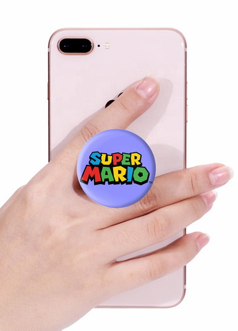 Попсокет (Popsockets) держатель для смартфона Супер Марио (8754-4008-WT) Белый MobiPrint (259113686)