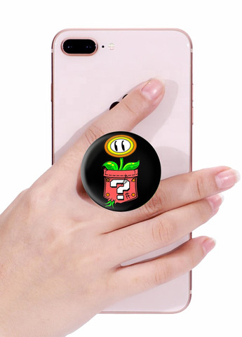 Попсокет (Popsockets) держатель для смартфона Цветок,Марио (8754-4021-WT) Белый MobiPrint (259113702)