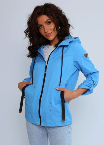 Блакитна демісезонна жіноча літня куртка великих розмірів блакитний l YLANNI