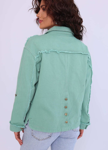 Смарагдова демісезонна жіноча джинсова куртка сафарі смарагдовий l YLANNI
