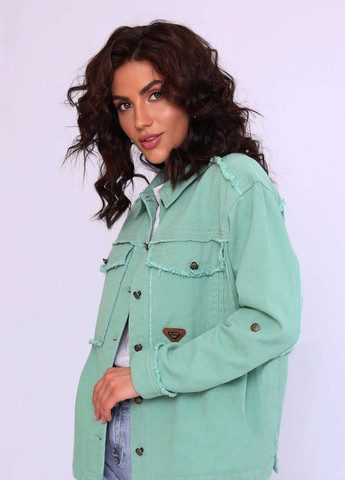 Изумрудная демисезонная женская джинсовая куртка сафари размер l изумрудный YLANNI