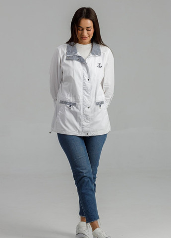 Белая демисезонная куртка-пиджак под джинсы из хлопка xl-6xl белый YLANNI