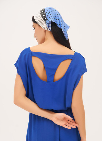 Синя повсякденний сукня жіноча з відкритою спиною ISSA PLUS однотонна