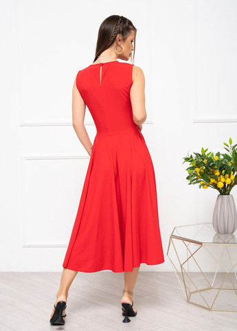 Красное повседневный платье женское клеш ISSA PLUS однотонное