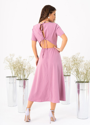 Розовое повседневный платье женское с открытой спиной ISSA PLUS однотонное