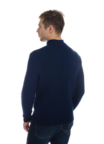 Темно-синій чоловічий светр з блискавкою на комірі SVTR