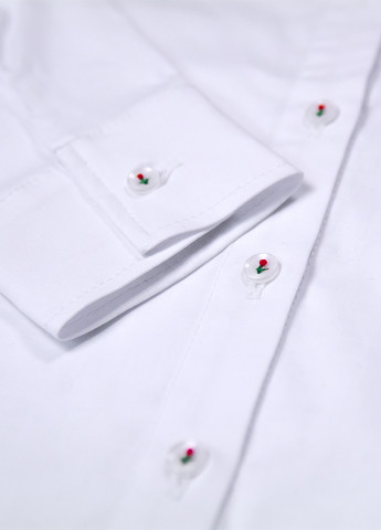 Белая повседневный рубашка однотонная No Brand с длинным рукавом