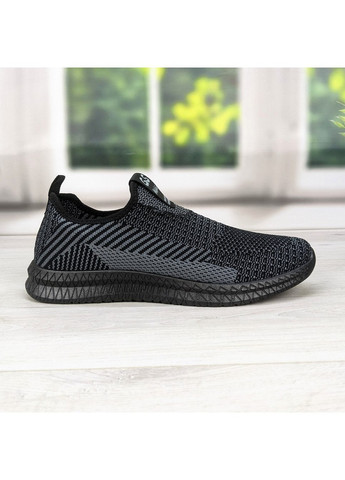 Чорні Осінні кросівки чоловічі літні без шнурків текстильні сітка Gipanis
