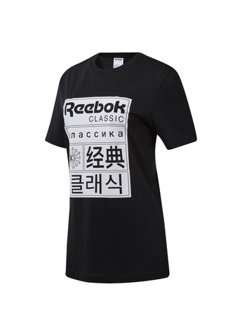 Черная демисезон женская футболка classics graphic dt7312 Reebok
