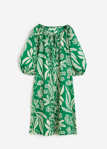 Зеленое кэжуал платье H&M с рисунком