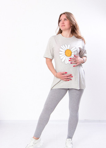 Серые летние легінси жіночі для вагітних сірий (13160-v0) No Brand