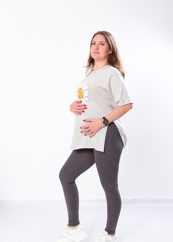 Серые летние легінси жіночі для вагітних сірий (13159-v0) No Brand