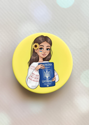 Тримач для смартфона / планшета попсокет Popsocket Жовтий :: Дівчина з паспортом (принт 12) Creative (259182306)