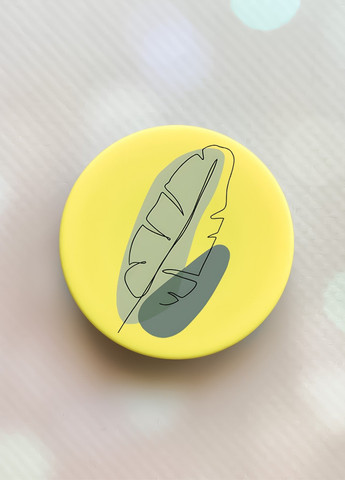 Тримач для смартфона / планшета попсокет Popsocket Жовтий :: Листочок (принт 65) Creative (259182229)