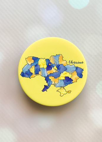Держатель для смартфона / планшета попсокет Popsocket Желтый :: Карта. Украина (принт 261) Creative (259182978)