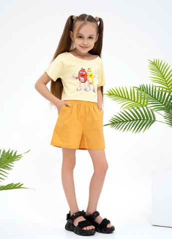 Горчичный летний комплект детский с шортами ISSA PLUS Костюм-CD1-40