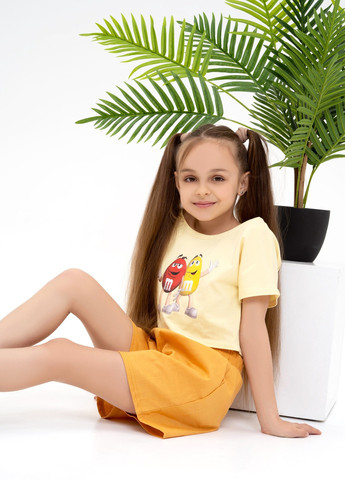 Горчичный летний комплект детский с шортами ISSA PLUS Костюм-CD1-40