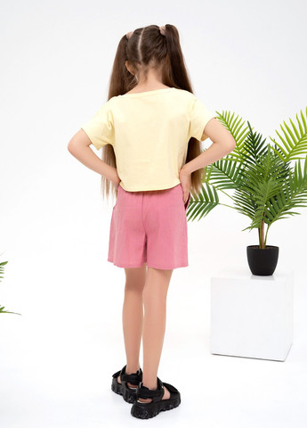 Розовый летний комплект детский с шортами ISSA PLUS Костюм-CD1-40